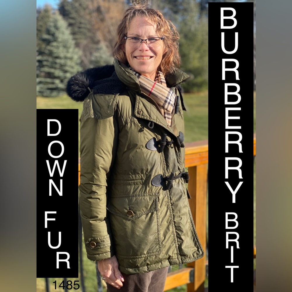 BURBERRY BRIT Goose Down/FUR Trimmed Winter COAT/M-L/Detachable HOOD🔥PRISTINE🎁